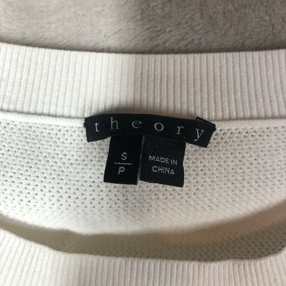 Theory Athletic Fit Sweater Women’s S White Tennis Prep Fitted Stretch Preppy - Picture 3 of 6